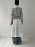 [Scarf SET] Tuyu boat neck slit crop knit