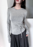 STRING HOLE SHIRRING TEE