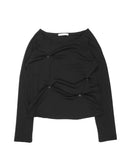 FRONT BUTTON BOATNECK TOP
