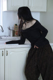 Fleece leopard banding pants