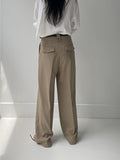 Taize Button Two-Tuck Wide Slacks