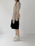 Crople Boat Neck Loose Fit Long Knit