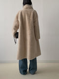 High Neck Double Long Fur Coat
