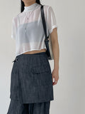 Haze Chiffon Tie Crop Blouse