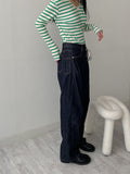 Ribbed Stripe V-Neck Tee