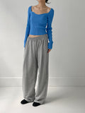 One tuck banding training wide pants
