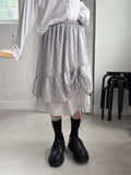 CHECK SHIRRING LAYERED SKIRT