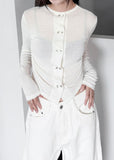 DOUBLE BUTTON SHIRRING CARDIGAN