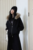 Wolf brushed hood zip-up