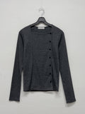 Square ribbed button t-shirt