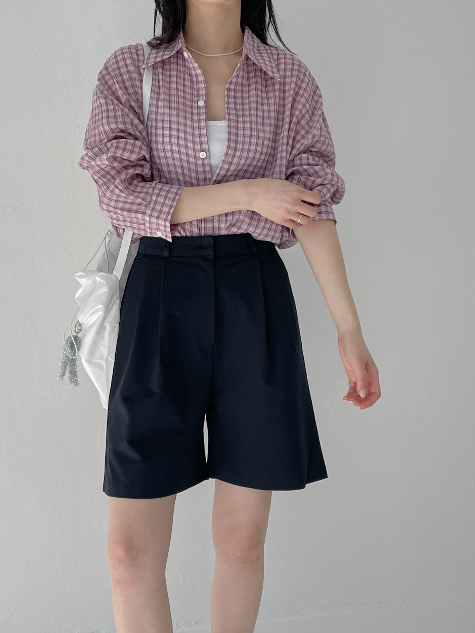 【INCHANT ME】Mayo Two Tuck Half Slacks INCHANT ME(インチャントミー) - マヨツータックハーフ