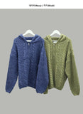 Noel Knit Hoodie Half Zip Up