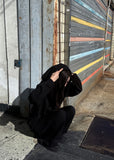 DRAPE NECK KNIT HOODIE