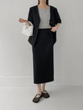 Lauder Linen No collar half jacket