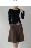 Unbalanced Button Off-Shoulder Knit
