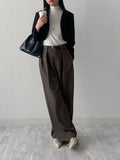 [Belt SET] With Two Tuck Wide Slacks