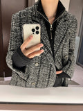 (Premium) Tweed wool double long coat