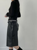 [unisex] Leather Carpenter Bermuda Wide Pants