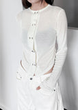 DOUBLE BUTTON SHIRRING CARDIGAN
