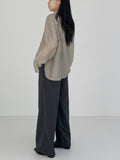 Tencel See-Through Loose Fit Blouse