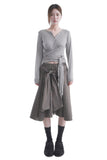 STRAP TIE BUTTON CARDIGAN
