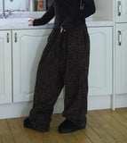 Fleece leopard banding pants