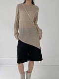 Crople Boat Neck Loose Fit Long Knit