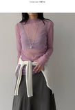 See-Through Shirring Layered Polar T-shirt