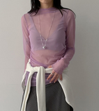 See-Through Shirring Layered Polar T-shirt
