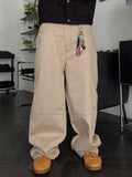 Cotton stitch wide work pants