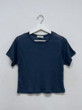 Linen round neck short sleeve T-shirt