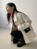 [wool100%] Raglan Boucle Collar Half Coat