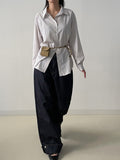 [Wrinkle Free] Two Way Wrap Stripe Loose Fit Shirt