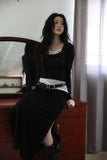 Dublin shirring long skirt