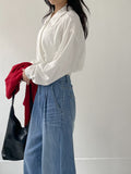 [unisex] Edge Two Tuck Cat Washing Wide Denim Pants