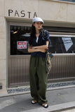 Snap Wide Cotton Pants