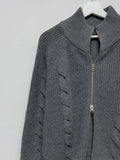 Cable wool two-way zip-up cardigan