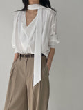 Scott Drape Tie Blouse