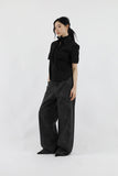 Shirring tie short sleeve shirt