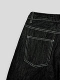 Pauline denim one-tuck wide pants