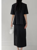 Lauder Linen No collar half jacket