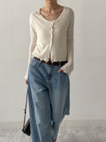 Frill V-Neck Sleeveless Cardigan