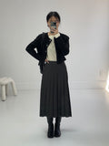 Mirror Low Pleats Long Skirt