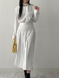 [Setup Available] Pin Pleated Long Skirt