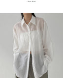 Marine Backslit See-Through Overfit Shirt