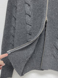 Cable wool two-way zip-up cardigan