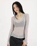 Joy see-through V-neck tee
