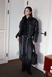 Track two-line denim pants