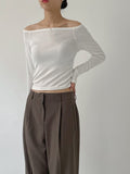 Olsen Rip Pocket One-Tuck Wide Slacks