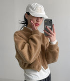 Poodle Fleece Crop Cardigan